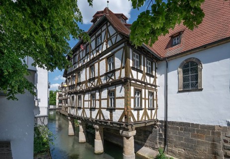 Historic St Catherine's Hospital on the Wiesent, built in 1611, Forchheim, Upper Franconia,