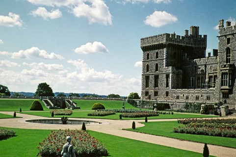Gardens and historic buildings of Windsor Castle, Berkshire, England, UK, September 1959