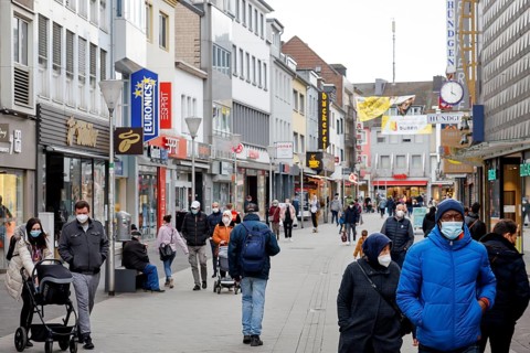 Düren, North Rhine-Westphalia, Germany - Düren city centre in times of the corona crisis during the