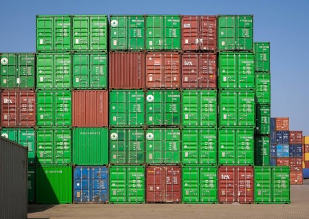 Duisburg, Ruhr area, North Rhine-Westphalia, Germany - Duisburg harbour, containers at the