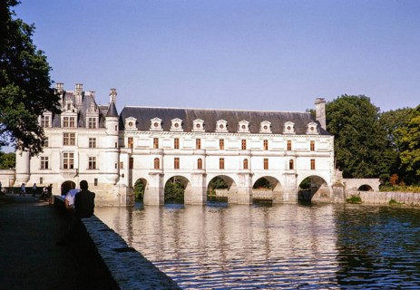 Historic architecture of Chateau Chenonceaux, River Le Cher, Loire Valley, France 1964