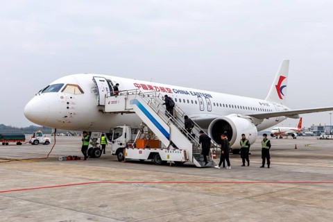China Eastern's first COMAC C919 aircraft developed entirely in China with the registration B-919C