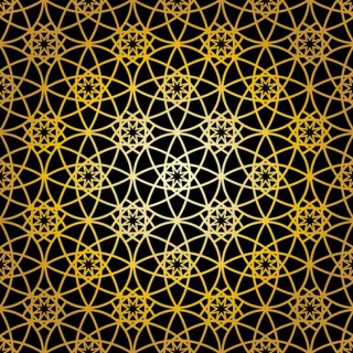 Geometric gold lace seamless pattern. Arabic tile lattice vector background.