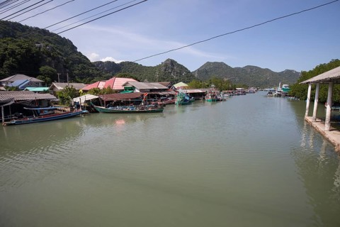 Fishing boats in Bang Pu Beach village, near Phraya Nakhon cave, Hua Hin, Prachuap Khiri Khan