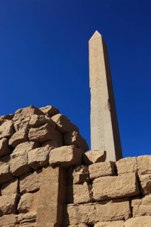 Luxor, Karnak Temple, obelisk of the pharaoh Hatshepsut, stands in the Amun Temple in Karnak,