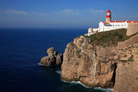 The lighthouse directly on the Cabo de Sao Vicente in the Algarve at the most south-westerly point