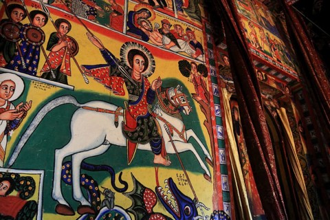 Ahamra region, Azoa Maryam round church on the Zeghie peninsula in Lake Tana, Lake Tsana or Lake
