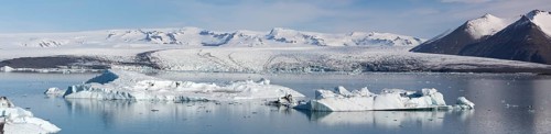 Icebergs on the Joekulsarlon glacial lake or lagoon
