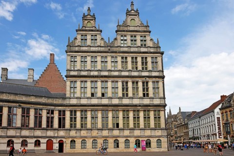 Historic town hall Stadhuis, side view, Ghent, Flanders, Belgium, Europe