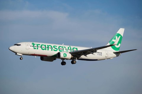 Lisbon, Portugal - September 2, 2023: Transavia Boeing 737-82R passenger plane landing in Humberto