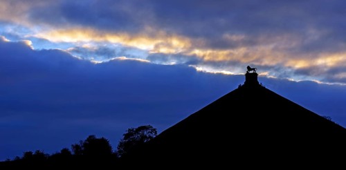 Lion's Mound at sunset, monument commemorating the ending of the Napoleonic war at Domain of the