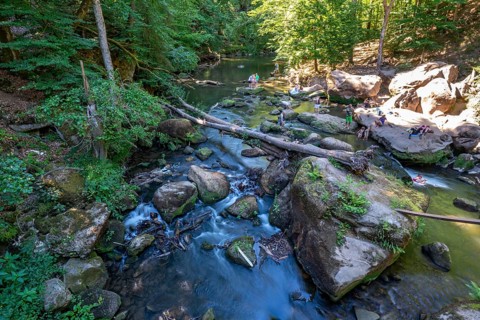 The Irrel Waterfalls, rapids in the lower course of the Prüm between Prümzurlay and Irrel, in the