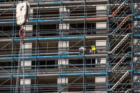 Construction site, at the Cologne Trade Fair Centre, new construction of a high-rise office