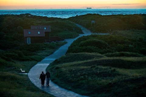 North Sea island of Langeoog, Dünenweg, Abends, Lower Saxony, Germany, Europe