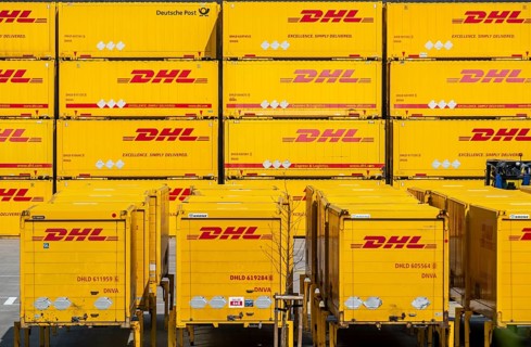 DHL, Deutsche Post, parcel centre, warehouse for freight containers, Krefeld, North