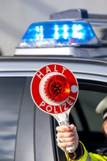 Police, stop trowel, during a traffic check, patrol car