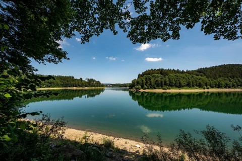 The Hennesee, Hennetalsperre in the Sauerland, Hochsauerlandkreis, near Meschede, North