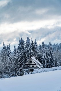 Winter in Sauerland, Hochsauerlandkreis, at Kahler Asten, near Winterberg, few tourists, visitors,