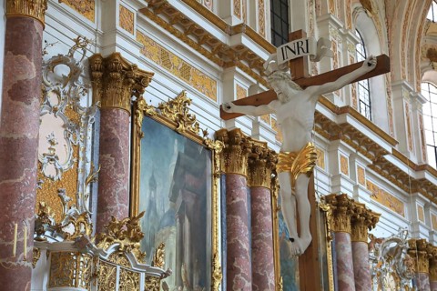 Interior of the Cistercian Abbey Church Fürstenfeld in Fürstenfeldbruck, Upper Bavaria, Bavaria,