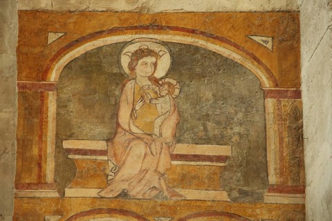 Late Gothic mural painting Our Lady with Child Jesus, Notre-Dame, Saint-Paul-Trois-Châteaux, St,