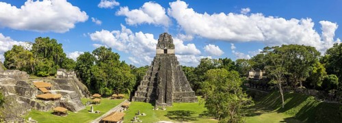 Ancient Mayan Tikal Pyramids in Guatemala, a major tourist attraction