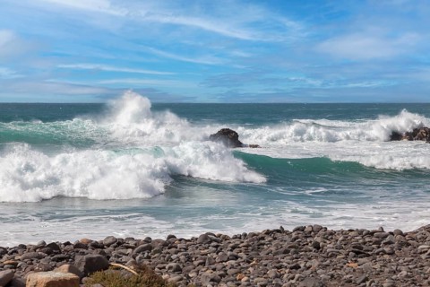 The spectacular waves on the west coast of Fuerteventura, Canary Islands, Spain, Europe