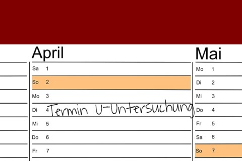 Symbolic image: Appointment diary with note for a U-examination appointment (children)