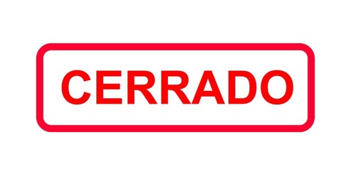 Rotes Schild in spanischer Sprache mit der Angabe cerrado (temporalmente)