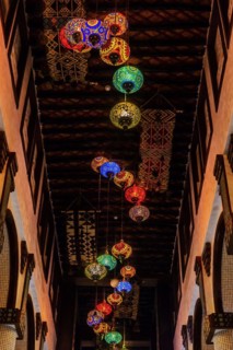 Lamp decoration in a mall in Souq Waqif in Doha, shop, decoration, interior, building, shopping,