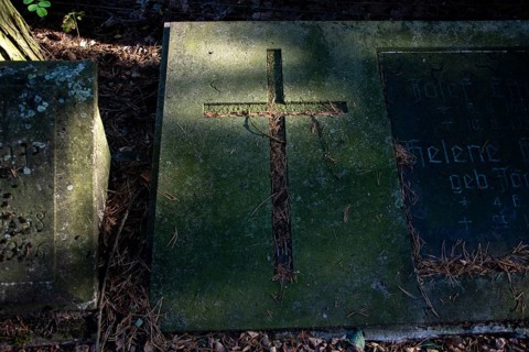 Old grave slab with cross, Germany, Europe