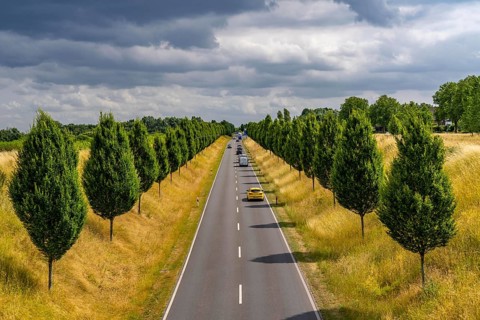 Dorstfelder Allee in Dortmund, completely new road built in 2013, former farmland, in the Dorstfeld