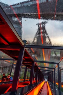 Zeche Zollverein, rainy day, ride on the escalator of the Ruhr Museum, in the coal washing plant,