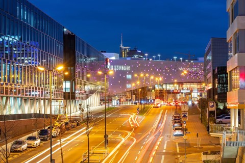 Essen, city centre, Segerothstraße, Limbecker Platz shopping centre, Funke Mediengruppe publishing