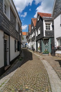 The old town centre of Essen-Kettwig, houses in Kaiserstrasse, Essen North Rhine-Westphalia,