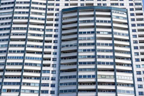 Columbus Centre residential tower blocks, over 550 flats, in Bremerhaven, Bremen, Germany, Europe