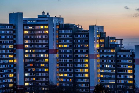 High-rise buildings in the Bensberg residential park, Bergisch-Gladbach, 18-storey housing estate