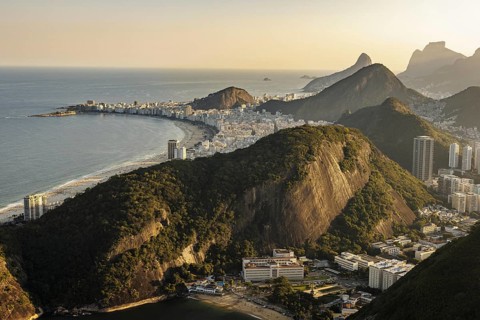 View from Sugarloaf Mountain to Copacabana in Rio de Janeiro. 21.07.2024. Photographed on behalf of