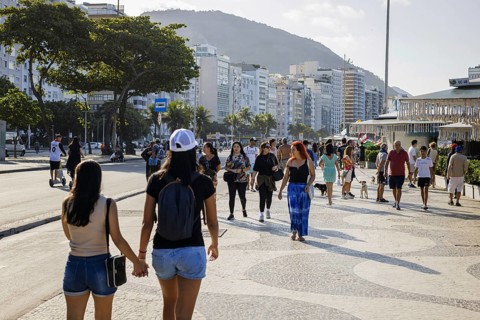 City view in Rio de Janeiro / Brazil and view of the Copacabana, 21.07.2024. Photographed on behalf