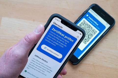 CovPassCheck app, for checking the digital vaccination certificate, on a smartphone, vaccinations