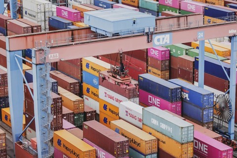 Altenwerder container terminal in Hamburg, 26/07/2024. /