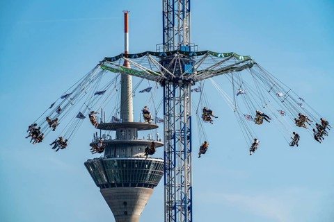 The Rhine Fair in Düsseldorf, in the Rhine meadows in the Oberkassel district, on the Rhine, Bayern