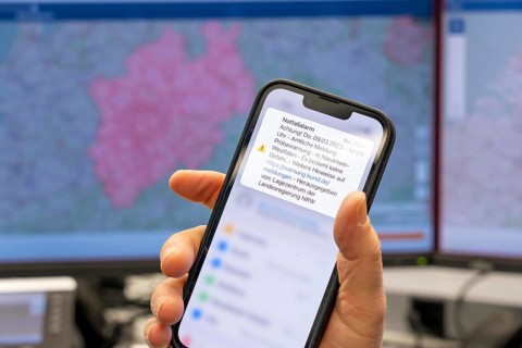 Triggering of the test alarm on the warning day in North Rhine-Westphalia, in the situation centre