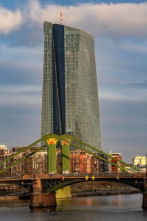 The building of the European Central Bank, ECB, on the Main, Flößerbrücke, in Frankfurt, Hesse,