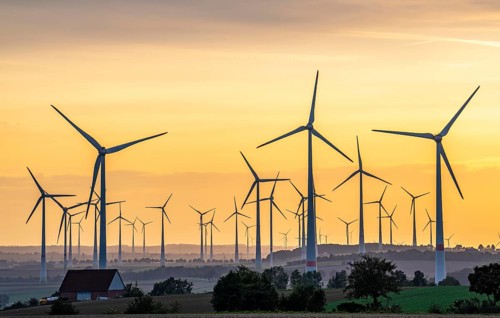 Wind farm, south of the village of Helmern, belongs to Bad Wünnenberg, Paderborn district, OWL,