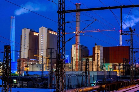 Mainova combined heat and power plant West, burns coal and natural gas to generate electricity and