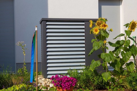 Heat pump on a residential building