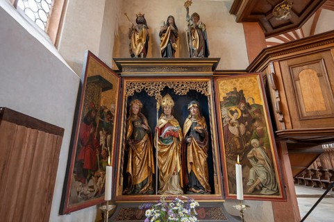 Winged altar, the sculptures probably from the workshop of Michael Wolgemut, 15th century, St
