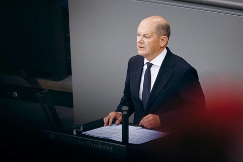 Federal Chancellor Olaf Scholz, (SPD), recorded during a government statement in the German
