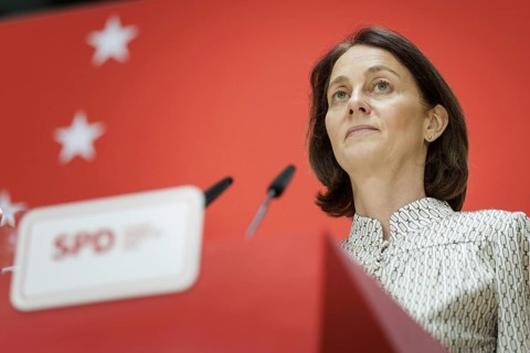 Katarina Barley, SPD lead candidate for the 2024 European elections, at a press conference