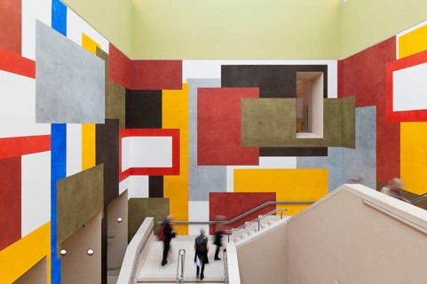 Visitor on staircase, Tate Britain, Millbank, Westminster, London, England, Great Britain